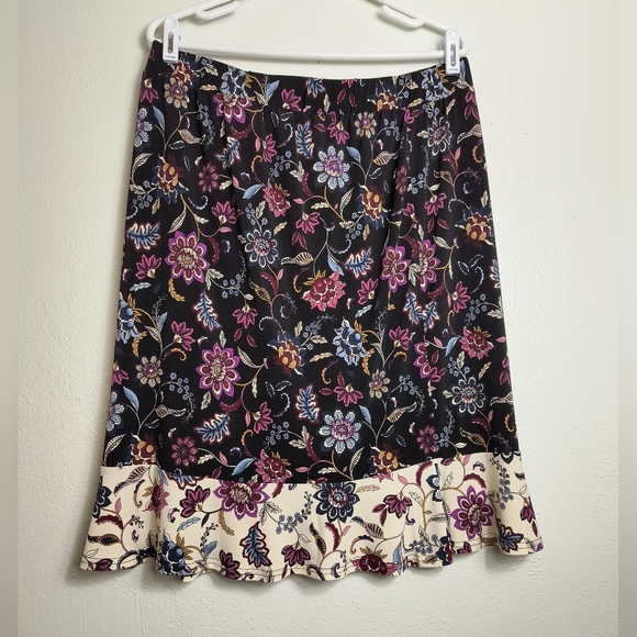 Lane Bryant Floral Ruffle Skirt Women's Size 14/16 Black Boho - Picture 2 of 10